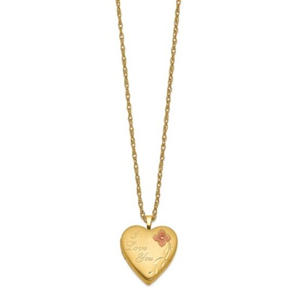 14K Gold Filled "I Love You" Heart Locket Necklace – Elegant & Sentimental - Picture 1 of 5